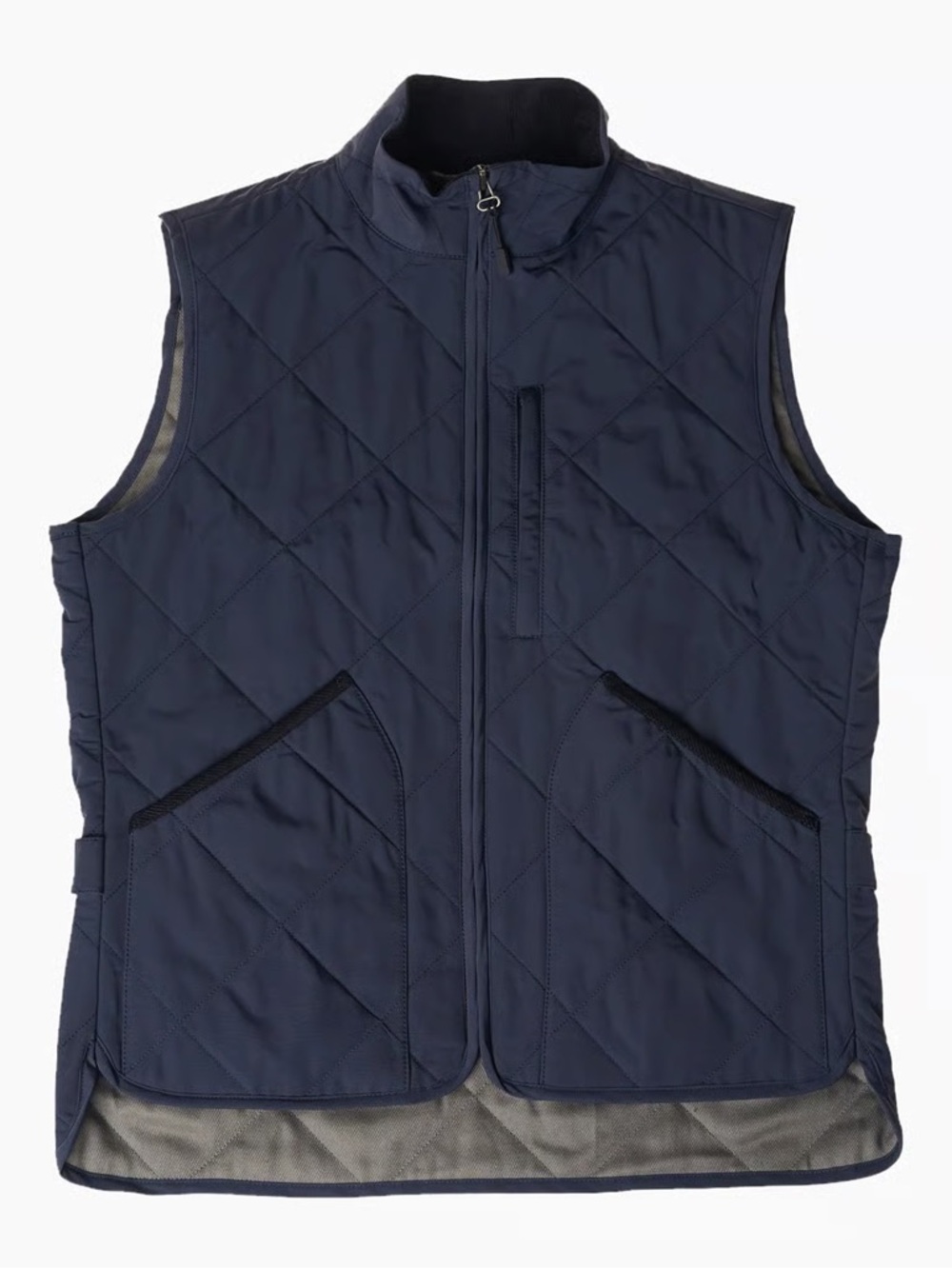 Men's Quilted Navy Vest with Zip Front